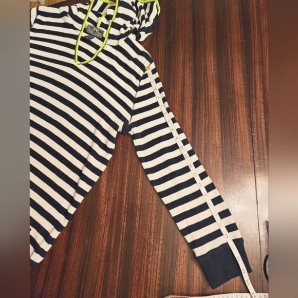 Lauren Ralph Lauren Active Navy White Stripe Waffle Knit Hoodie Navy Pant Set XL - Picture 14 of 16